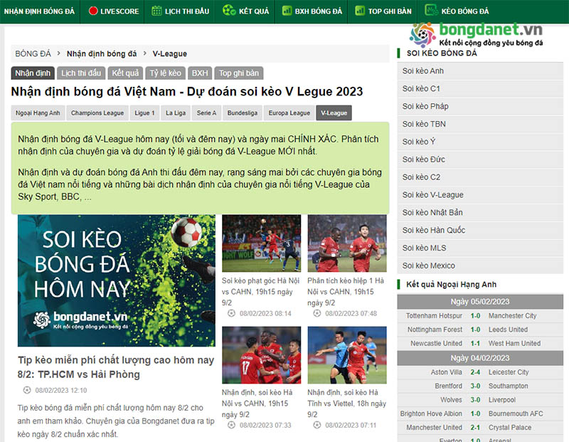 Soi k&egrave;o V League tại TheThao888