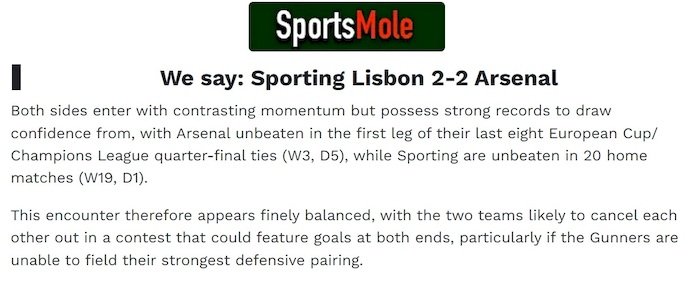 Chuyên gia Tony Ansell dự đoán Sporting vs Arsenal, 2h00 ngày 8/4 - Ảnh 1